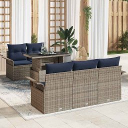 vidaXL Kerti Kanapé Szett 6 db Szürke [Műanyag]: Poly Rattan