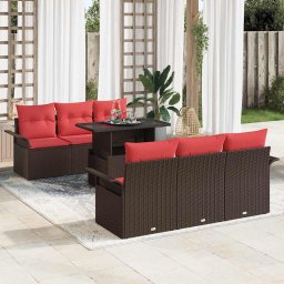 vidaXL Kerti Kanapé Szett 7 db Barna [Műanyag]: Poly Rattan