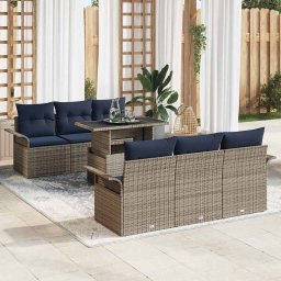 vidaXL Kerti Kanapé Szett 7 db Szürke [Műanyag]: Poly Rattan