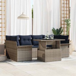 vidaXL Kerti Kanapé Szett 7 db Szürke [Műanyag]: Poly Rattan