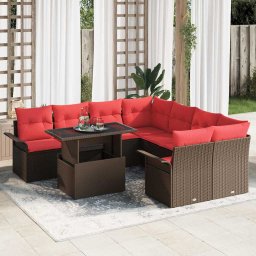vidaXL Kerti Kanapé Szett 9 db Barna [Műanyag]: Poly Rattan