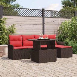 vidaXL Kerti Kanapé Szett 6 db Barna [Műanyag]: Poly Rattan