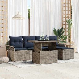 vidaXL Kerti Kanapé Szett 6 db Szürke [Műanyag]: Poly Rattan