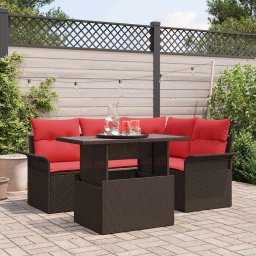 vidaXL Kerti Kanapé Szett 5 db Barna [Műanyag]: Poly Rattan