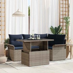 vidaXL Kerti Kanapé Szett 5 db Szürke [Műanyag]: Poly Rattan