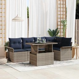vidaXL Kerti Kanapé Szett 6 db Szürke [Műanyag]: Poly Rattan