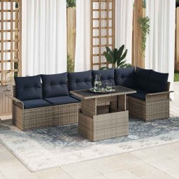 vidaXL Kerti Kanapé Szett 7 db Szürke [Műanyag]: Poly Rattan