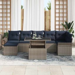 vidaXL Kerti Kanapé Szett 8 db Szürke [Műanyag]: Poly Rattan