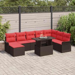 vidaXL Kerti Kanapé Szett 9 db Barna [Műanyag]: Poly Rattan