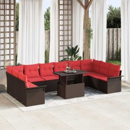 vidaXL Kerti Kanapé Szett 11 db Barna Poly Rattan