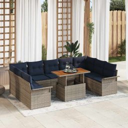 vidaXL Kerti Kanapé Szett 10 db Szürke Poli rattan