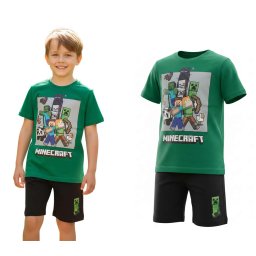 Minecraft mintás 2-részes nyári póló és rövid nadrág szett