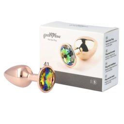Pick & Love - rózsaarany fém anál dildó strasszkővel (S méret)