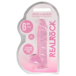 RealRock - átlátszó élethű dildó (pink, 15 cm)