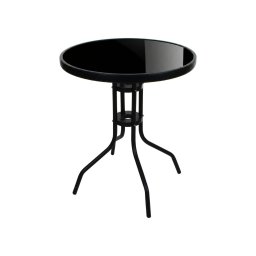 Kerek kerti asztal üveglappal ISLAND BLACK 60 cm, fekete