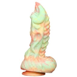 Rutuk Monster - prmium dild, 17 x 6 cm, rzsaszn-zld