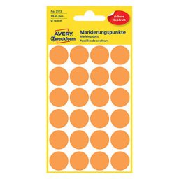 Avery Zweckform címkék 18mm, neon narancssárga, 24 címke, filctoll, 4 db-os csomag, 3173, kézíráshoz