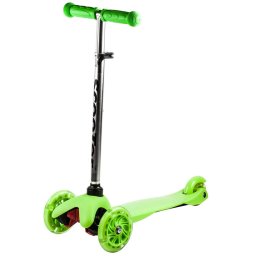 MINI SCOOTER háromkerekű robogó világító kerekekkel, zöld színben
