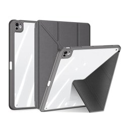 DUX DUCIS MAGI ORIGAMI tok álló, bőr hatású (aktív FLIP, oldalra nyíló, TRIFOLD, asztali tartó, ceruza tartó) SZÜRKE Apple IPAD Pro 11 (2024), IPAD Pro 11 (2025)