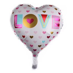 Fólia lufi, szív, LOVE, fehér, szivecskés, 40 cm