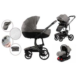 Mama Kiddies Icon 4 az 1-ben multifunkciós babakocsi kiegészítőkkel szürke színben ISOFIX talppal + Ajándék