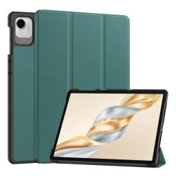 Tok álló, bőr hatású (aktív FLIP, oldalra nyíló, TRIFOLD, asztali tartó) SÖTÉTZÖLD Honor Pad X9a