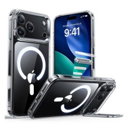 ESR CLASSIC HYBRID szilikon telefonvédő (ütésállóság, légpárnás sarok, kitámasztó, MagSafe) ÁTLÁTSZÓ Apple iPhone 17 Pro