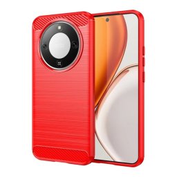 Szilikon telefonvédő (ütésállóság, légpárnás sarok, szálcsiszolt, karbon minta) PIROS Honor Magic 8 Lite