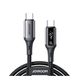 JOYROOM STARTALK adatkábel (Type-C - Type-C, 100W, PD gyorstöltő, LED jelzés, 120cm) FEKETE