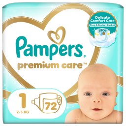 Pampers Premium Care pelenka, Újszülött 1, 2-5 kg, 72 db + AJÁNDÉK Baba az autóban matrica