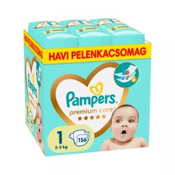 Pampers Premium Care pelenka 1, 2-5 kg, HAVI PELENKACSOMAG 156 db + AJÁNDÉK Baba az autóban matrica