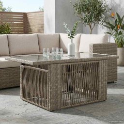 vidaXL Kerti Asztal Szürke 100 x 55 x 37 cm PE Rattan és Üveg