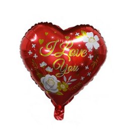 Fólia lufi, szív, I love You, piros, rózsás, elegáns, 40 cm