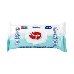 Bradolife alkoholos fertőtlenítő kendő kupakos 64x