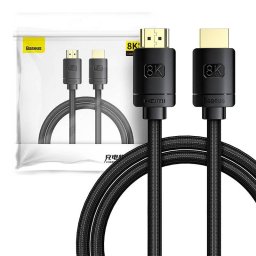 Baseus High Definition Series HDMI 2.1 kábel, 8K 60Hz, 3D, HDR, 48Gbps, 1m, fekete