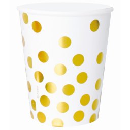 Papír pohár - arany, pöttyös, 270ml, 6 db/cs