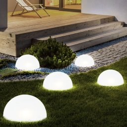 5 db-os napelemes félgömb kerti LED lámpa, színváltós, 15 cm átmérő/félgömb
