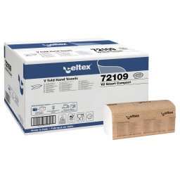 Celtex V Smart Compact hajtogatott kéztörlő, cellulóz, 2 réteg, 25x21cm, 12x250 lap (3000 lap)