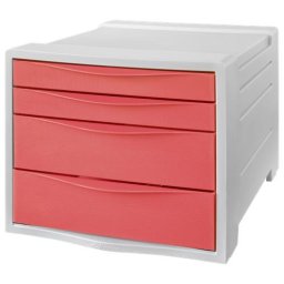 ESSELTE Irattároló, műanyag, 4 fiókos, ESSELTE "Colour'Breeze", áttetsző korall