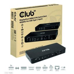 Club3D dokkolóállomás USB-C 10v1, 1xDP, 1xHDMI, 3xUSB-C, 3xUSB, 1xRJ45, 1x3,5 mm, fekete