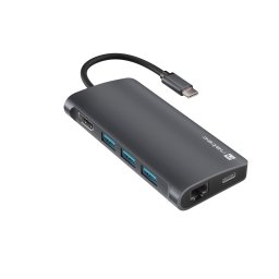 Natec multiport adapter FOWLER 2 3X USB 3.0 HUB, HDMI 4K, USB-C, RJ45, SD, MICRO SD
