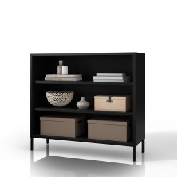 1771 LUCA Modern fekete fém polcos könyvespolc 1000 × 900 × 350 mm