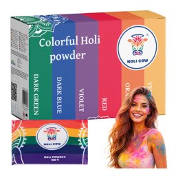Holi Cow 6x100g holi porfesték szett 6 élénk színben, kukoricakeményítő alapú