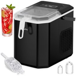 Ruhhy fekete jégkockakészítő 1.2L, 12 kg/nap kapacitás, 6-13 perc alatt jég