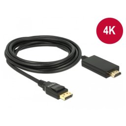 Delock kábel Displayport 1.2 hím > High Speed HDMI-A hím passzív 4K 3 m fekete