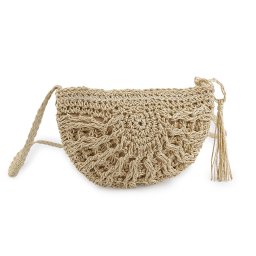 Horgolt raffia táska cipzárral, 25x19 cm