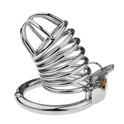 Péniszgyűrű ketrec zárható 8 cm hosszú króm acél
