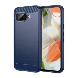 Szilikon telefonvédő (ütésállóság, légpárnás sarok, szálcsiszolt, karbon minta) SÖTÉTKÉK Google Pixel 9a