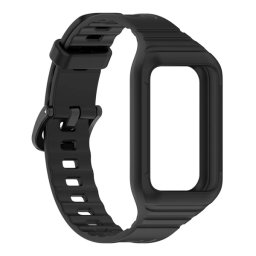 Pótszíj (egyedi méret, szilikon, ütésállóság + szilikon keret) FEKETE Honor Band 9, Band 10