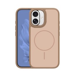 Szilikon telefonvédő (műanyag hátlap, ütésállóság, légpárnás sarok, kameravédő, MagSafe) BARNA Apple iPhone 16